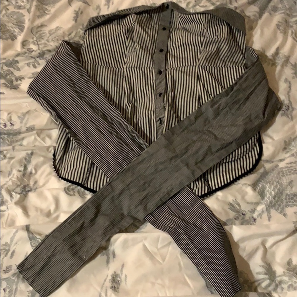 Topshop off shoulder black strip front/back knot